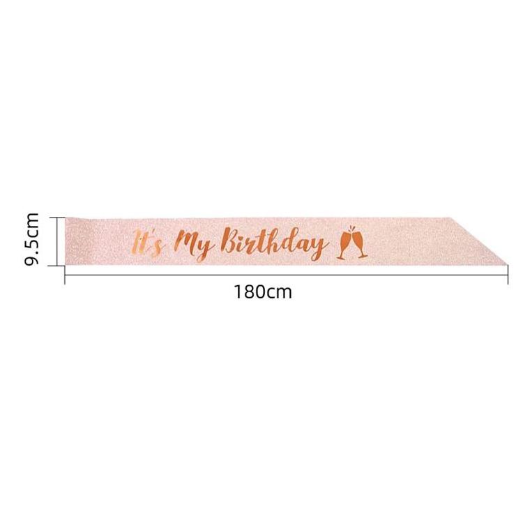 Customized Foil Letter Party Decorations Girl Rose Gold Glitter Its My Birthday Sash