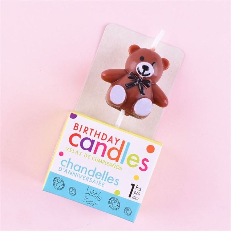 Made In China Cute Little Candle Brown Cartoon Bear Birthday Party Decoration Cake Candles