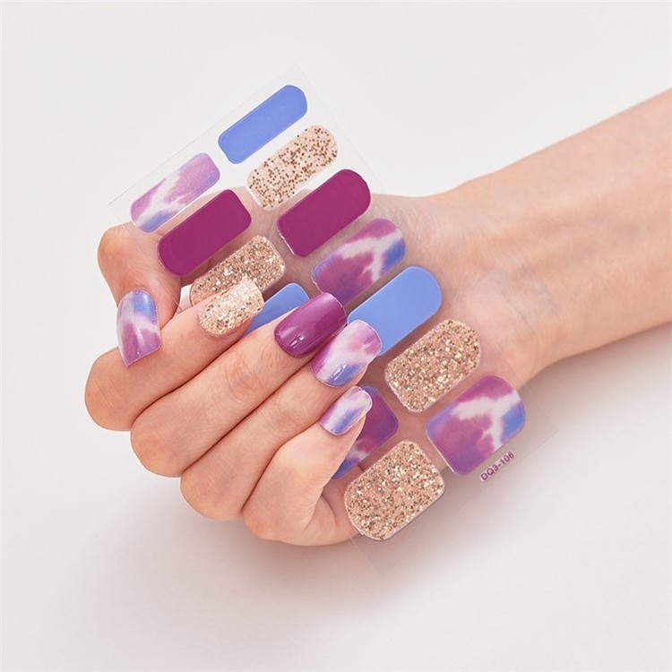 Gentle Style Beauty Decoration 3D Diy Glitter Set Non Toxic Gel Full Wraps Nail Sticker