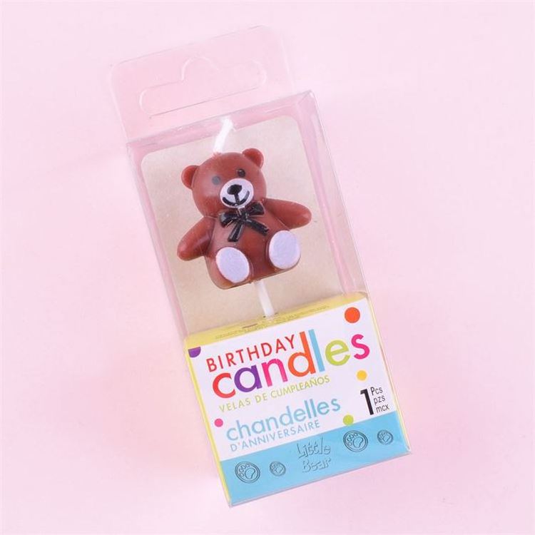 Made In China Cute Little Candle Brown Cartoon Bear Birthday Party Decoration Cake Candles