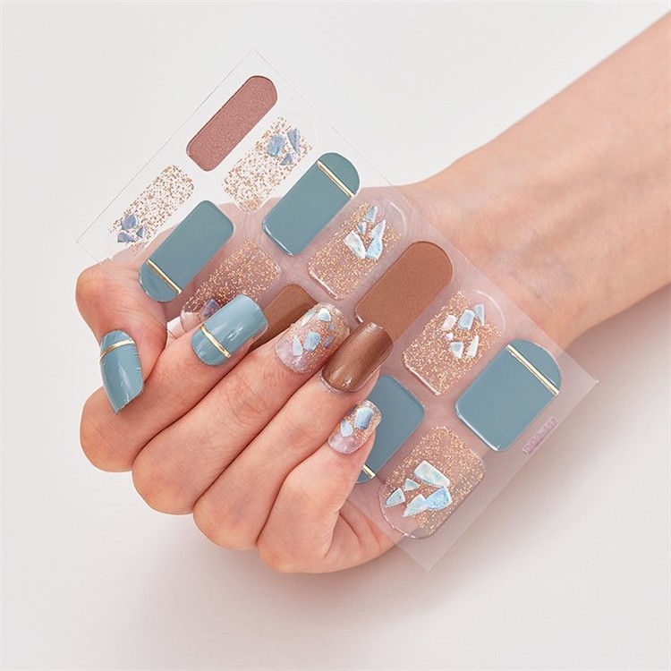 Gentle Style Beauty Decoration 3D Diy Glitter Set Non Toxic Gel Full Wraps Nail Sticker