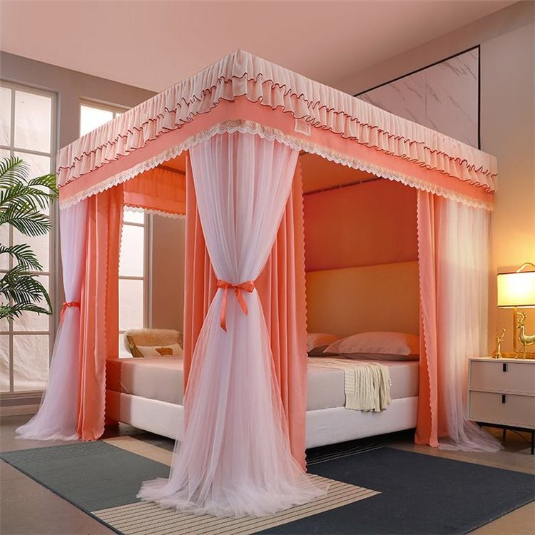 Net Stand For Double Bed Decorative Palace European Style Princess Girl Room Romantic Lace Square Mosquito Net