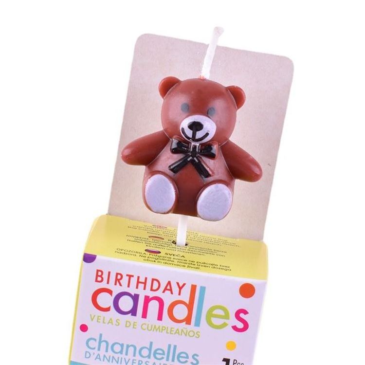 Made In China Cute Little Candle Brown Cartoon Bear Birthday Party Decoration Cake Candles