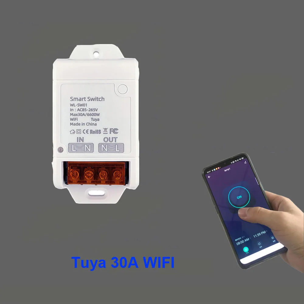 Tuya Wifi 30A Smart Breaker App Remote Control Timer Schedule Relay Smart Switch for Home and Factory