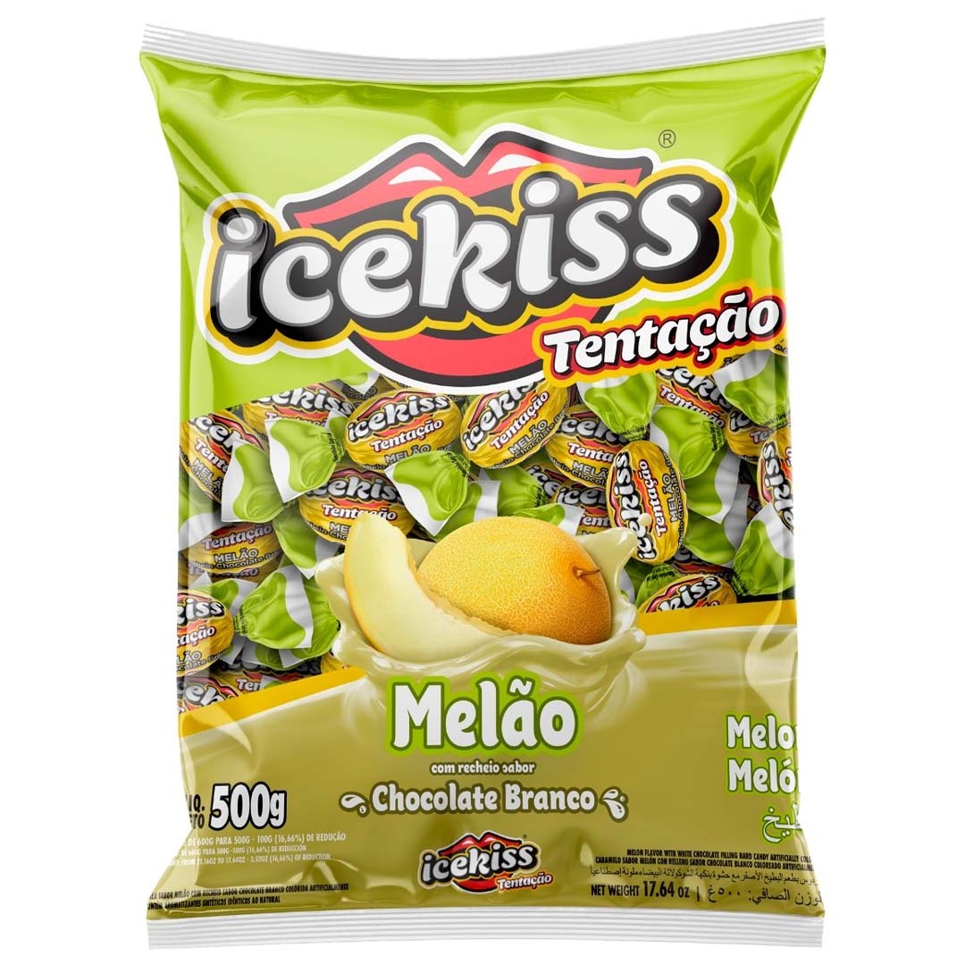 ICEKISS TENTACAO MELON WITH WHITE CHOCOLATE FILLED - Delicious hard candy with melon and white chocolate flavor