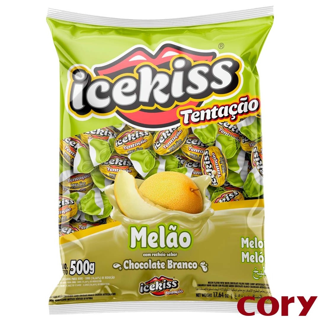 ICEKISS TENTACAO MELON WITH WHITE CHOCOLATE FILLED - Delicious hard candy with melon and white chocolate flavor