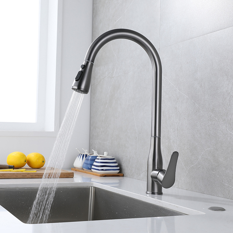 New Arrival Mixer Kitchen With Pull Out Down Spout Kitchen Sink Faucet 304 Stainless Steel Kitchen Mixer Faucet