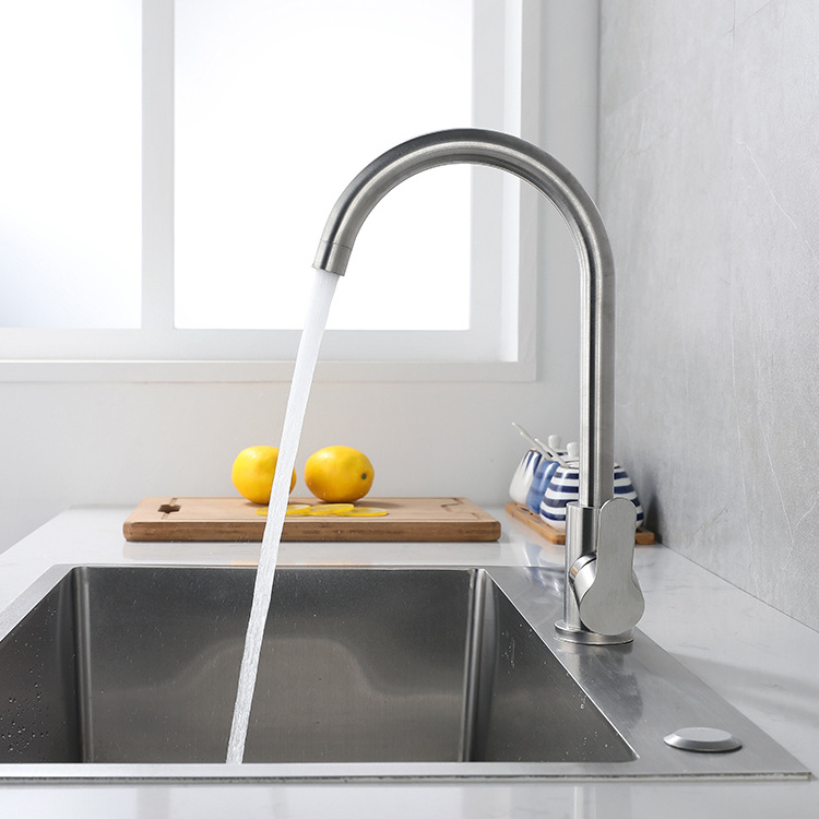 New Style Round Vertical Swivelling Basin Mixer Cold Hot Water Tap Kitchen Sink Sus 304 Faucet