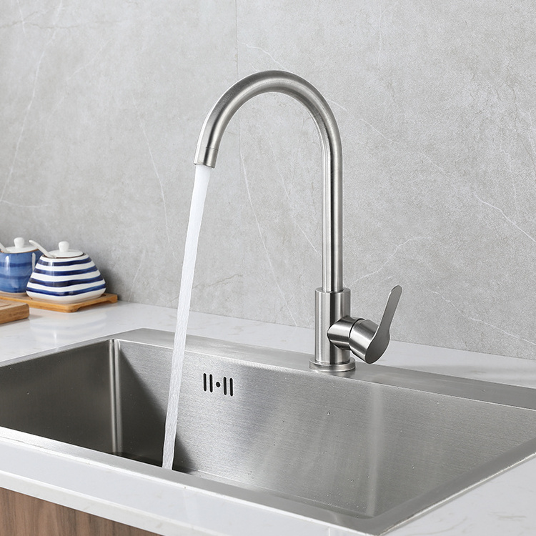 New Style Round Vertical Swivelling Basin Mixer Cold Hot Water Tap Kitchen Sink Sus 304 Faucet