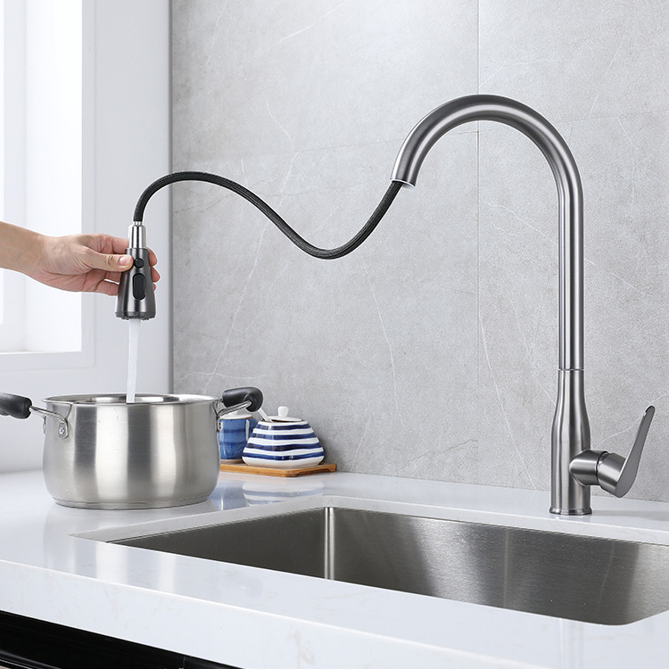 New Arrival Mixer Kitchen With Pull Out Down Spout Kitchen Sink Faucet 304 Stainless Steel Kitchen Mixer Faucet