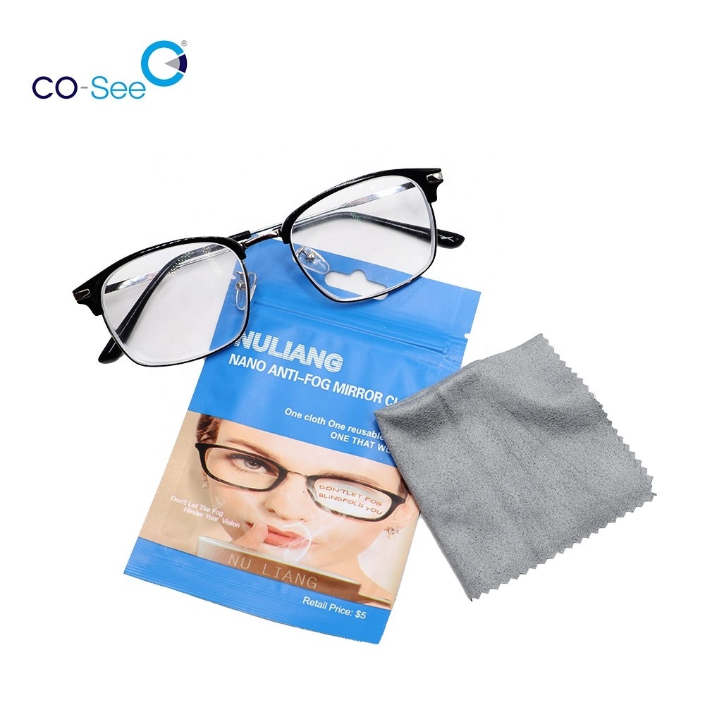 Reusable Nano Anti Fog Lens Mirror Cleaning Wiping Cloth for Eye Glasses with Display Box