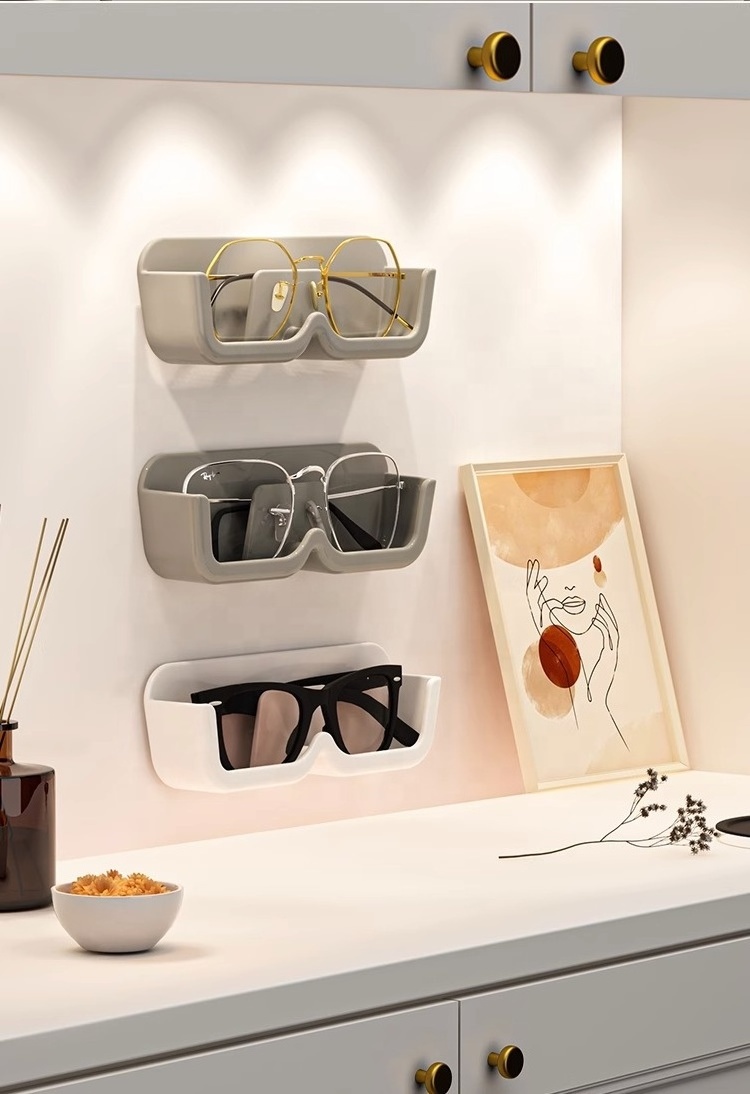 Wall Mounted Plastic HIPS PS Waterproof Pastable Sunglasses Storage Rack Eyewear Organizer Rack Glasses Storage Box case