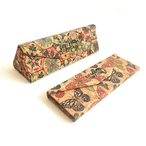 2024 Spring colorful Eco Friendly Recycled Custom LOGO Printed Glasses Triangle Foldable Vegan Eyewear Spectacle Case