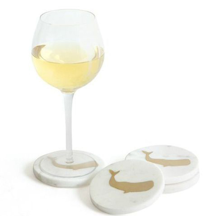 Coster Marble Round Coasters Set of 4 Drinking Cup White Coster for Cupping In Kitchen Accessories