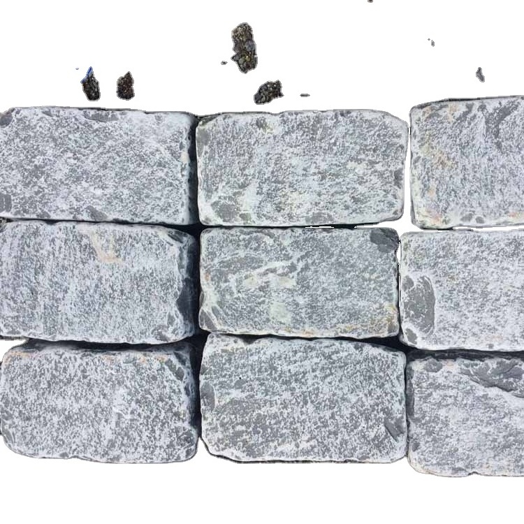 Tumble finished china cheap patio black granite cobble stone driveway pavers