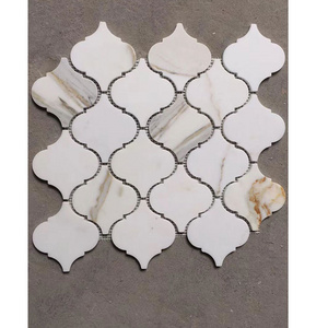 Lantern square hexagon white marble mosaic tile for bathroom wall kitchen backsplash