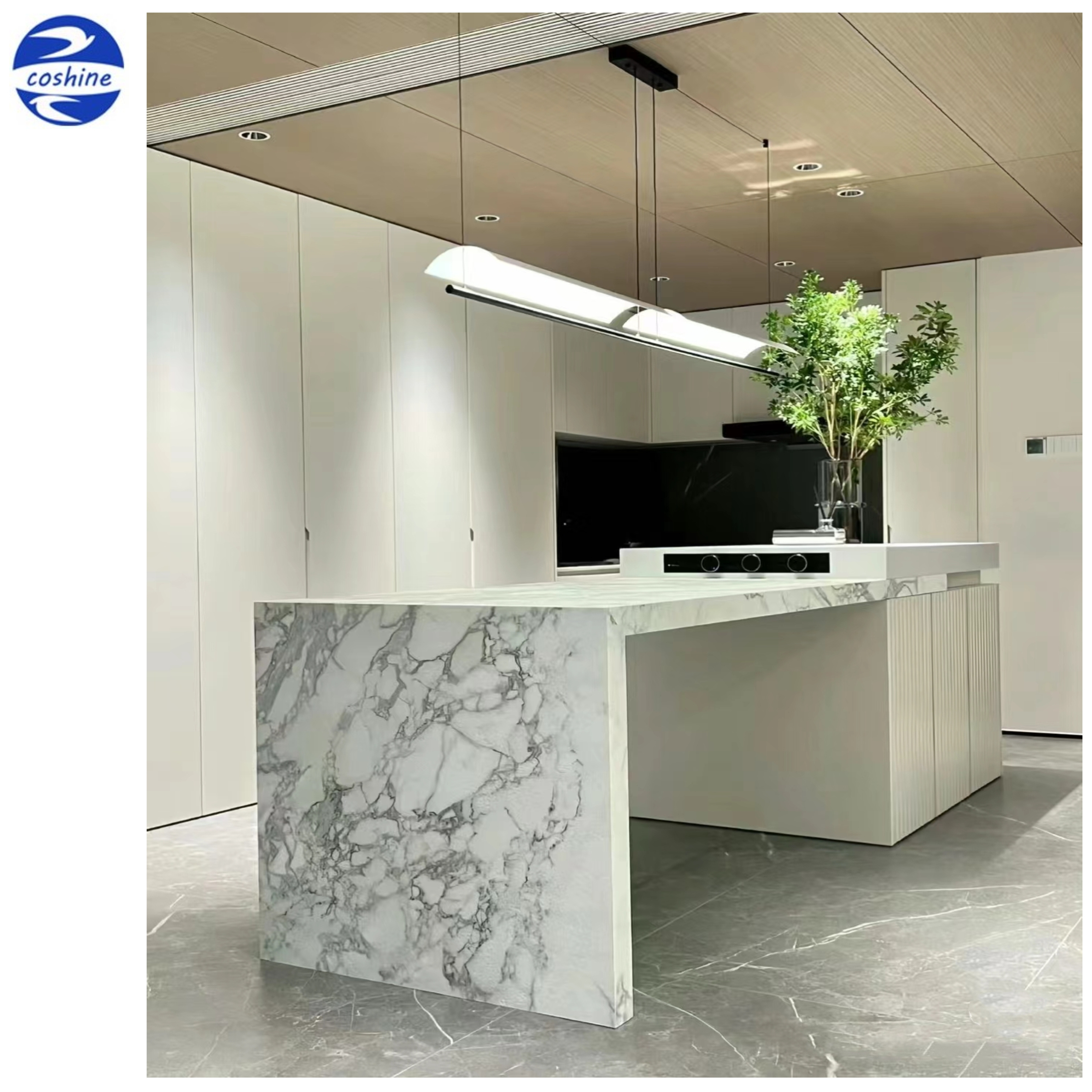 Island Top Marble Look Stone High Quality Hotel Sintered Stone Wall Countertops Artificial Stone Panel