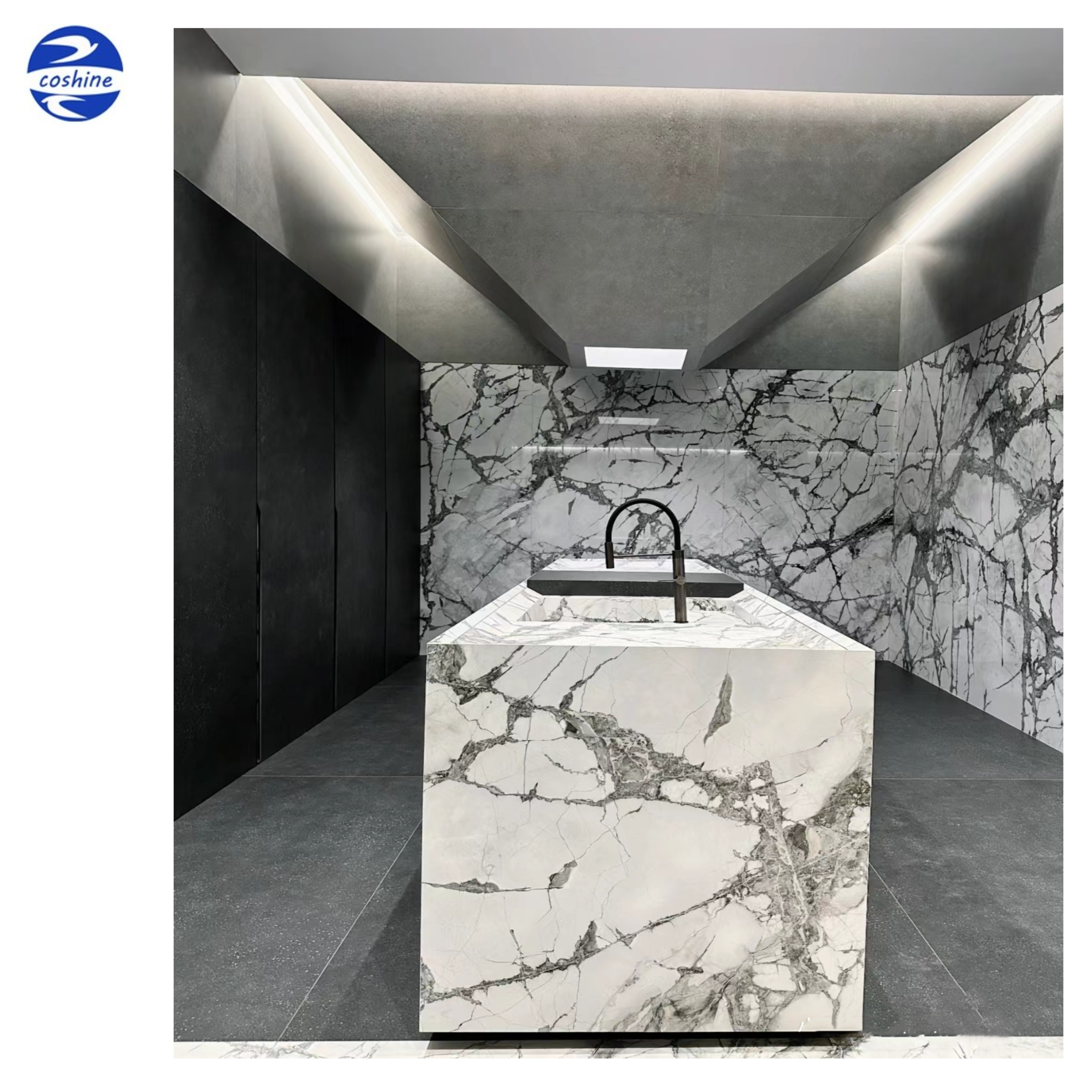 Island Top Marble Look Stone High Quality Hotel Sintered Stone Wall Countertops Artificial Stone Panel