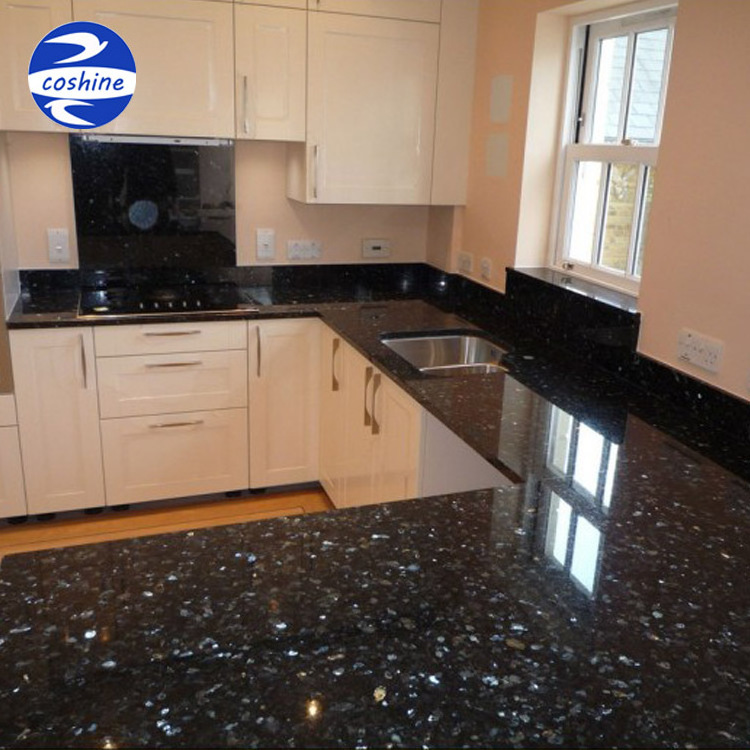 Natural Black Blue Emerald Pearl Granite Price For Kitchen Design