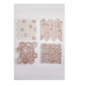 High Quality Best Price Penny Round Norwegian Rose Marble Mosaic Tile Hexagon Mosaic Fishbone Mosaic Pink Marble