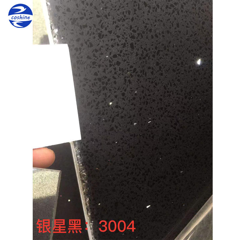 High quality sparkling calacatta black quartz slab for kitchen countertop