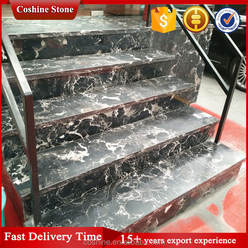 2017 Trend Design Polished Century Black Ice Dapple Marble Stairs