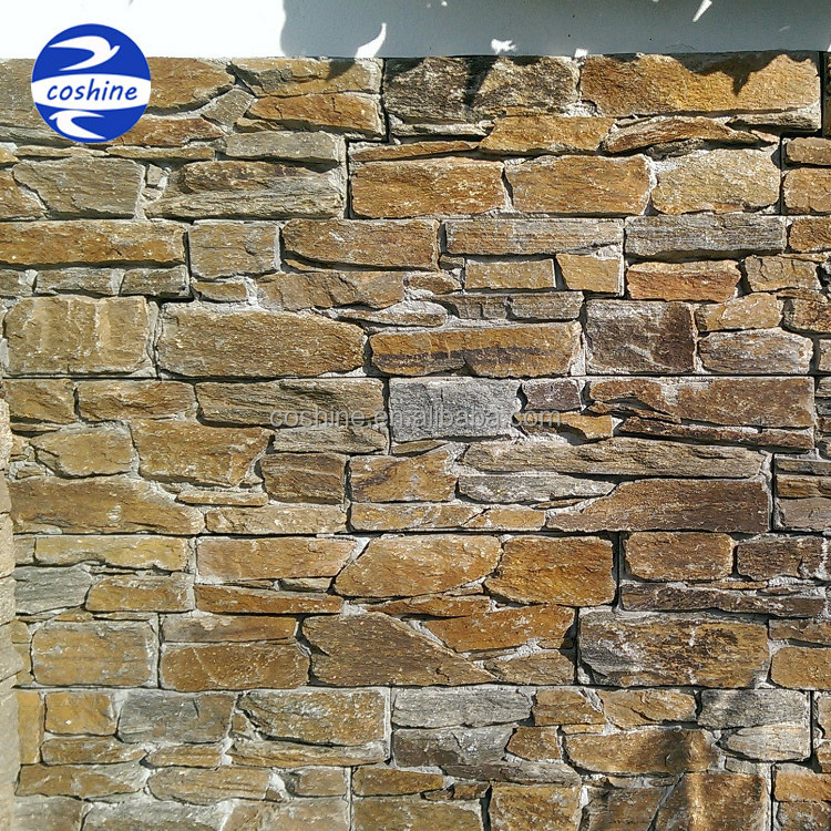 Natural decorative rusty quartzite cultured stone veneer panels for wall cladding