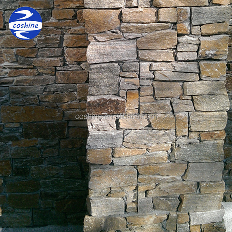 Natural decorative rusty quartzite cultured stone veneer panels for wall cladding