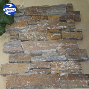 Natural decorative rusty quartzite cultured stone veneer panels for wall cladding