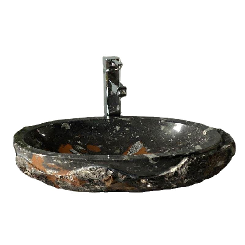 Special art bathroom natural granite black stone countertop basin