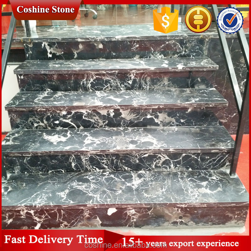 2017 Trend Design Polished Century Black Ice Dapple Marble Stairs