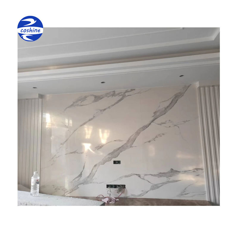 Calacatta white marble look bathroom tv background wall ceramic tiles