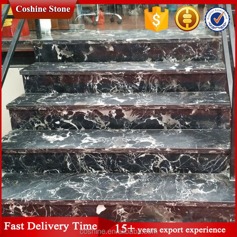 2017 Trend Design Polished Century Black Ice Dapple Marble Stairs