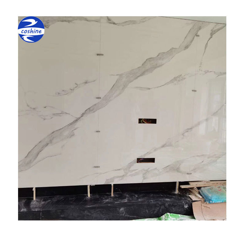 Calacatta white marble look bathroom tv background wall ceramic tiles