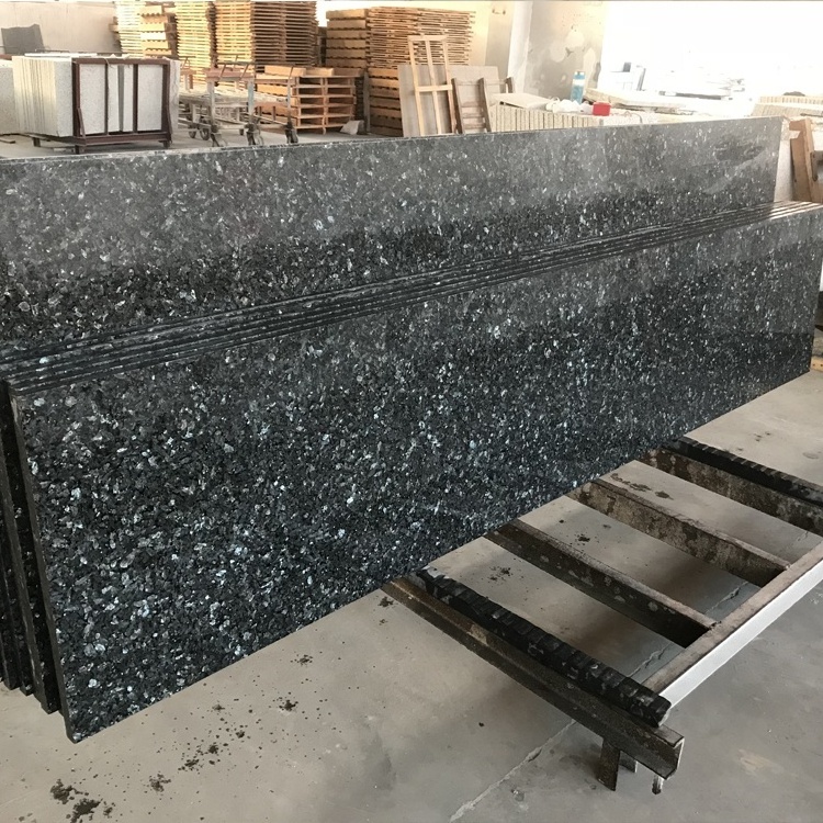 Polished blue stone pearl night granite kitchen prefab countertop blue granite marble top