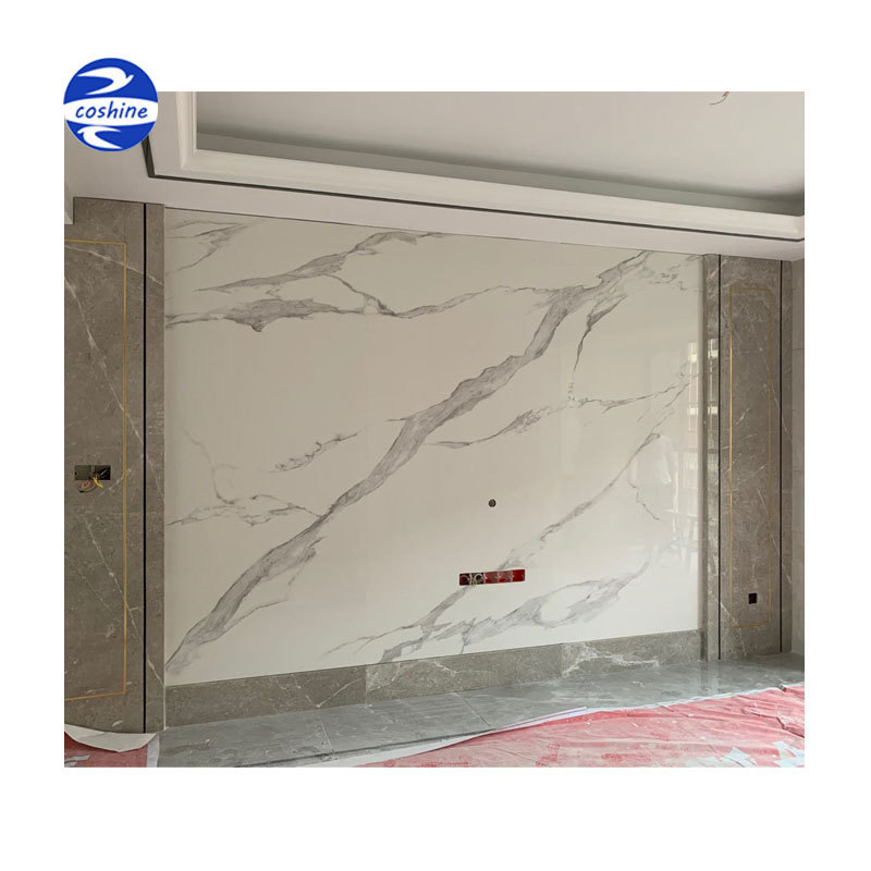 Calacatta white marble look bathroom tv background wall ceramic tiles