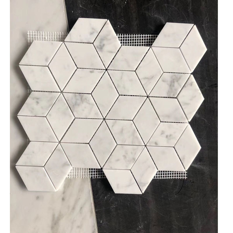 Lantern square hexagon white marble mosaic tile for bathroom wall kitchen backsplash