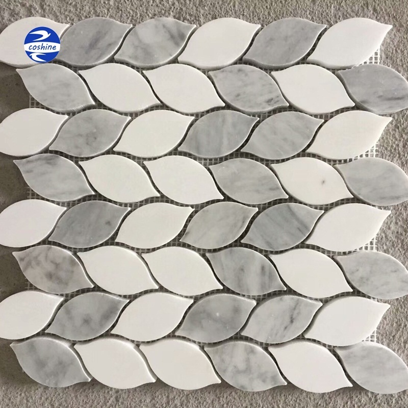 Herringbone black blue thassos white grey marble mosaic tiles fish bone stone backsplash mosaics