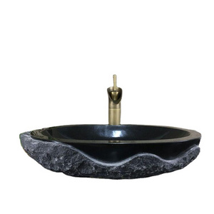 Natural show decorative black basalt stone bathroom sink