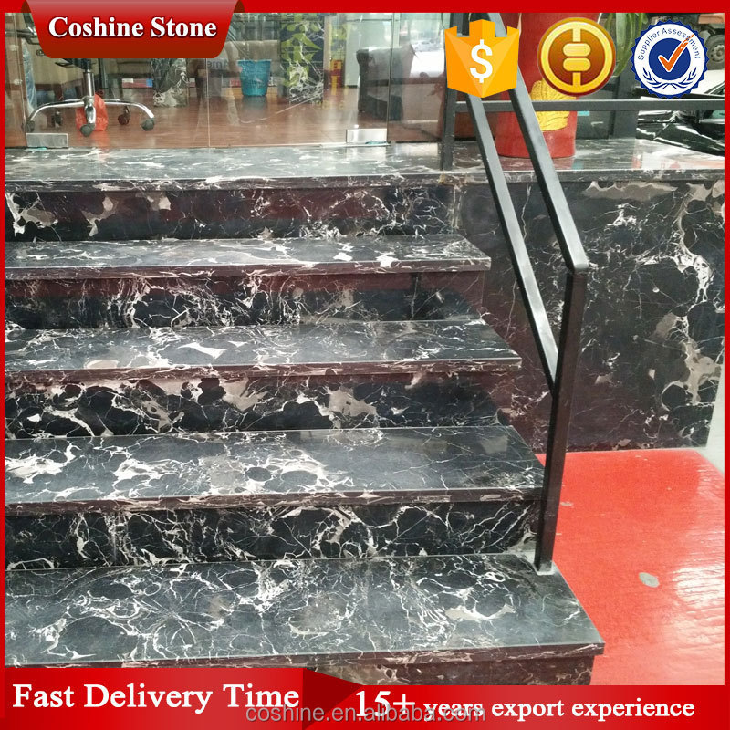 2017 Trend Design Polished Century Black Ice Dapple Marble Stairs