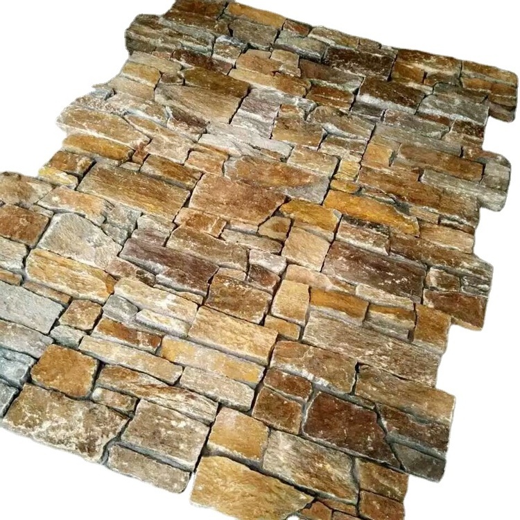 Cheap rusty slate stack stone veneer with cement back