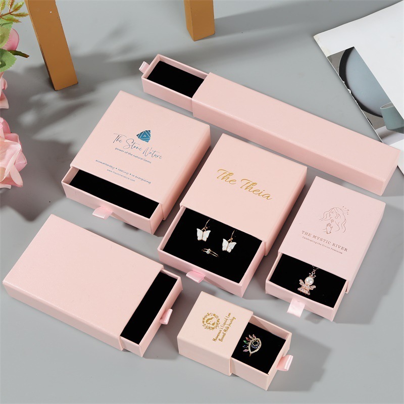 Custom Logo Jewellery Gift Paper Box Packaging Sliding Jewelry Boxes for  Ring Earring Necklace  Bracelet Bangle