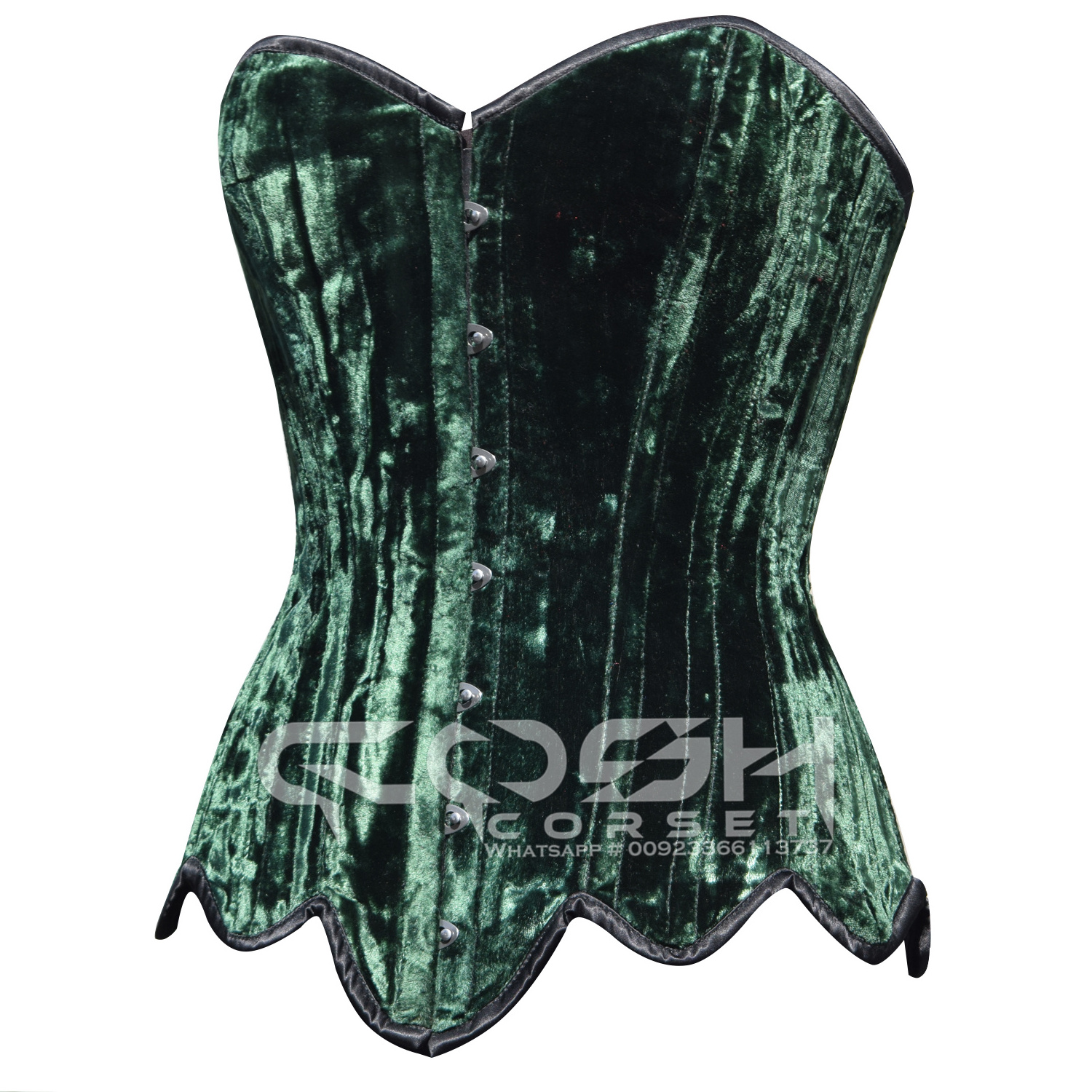 COSH CORSET Overbust Steelboned Waist Training Extreme Curvy Green Velvet Corset Burlesque Fashion Outfit Corset Bustier Top