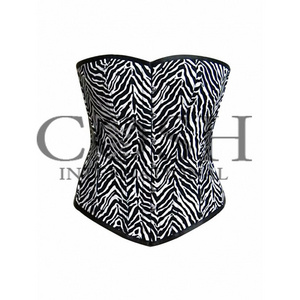 Exotic Elegance Zebra Print Overbust Corset With Sleek Silhouette And Bold Contrast Trim