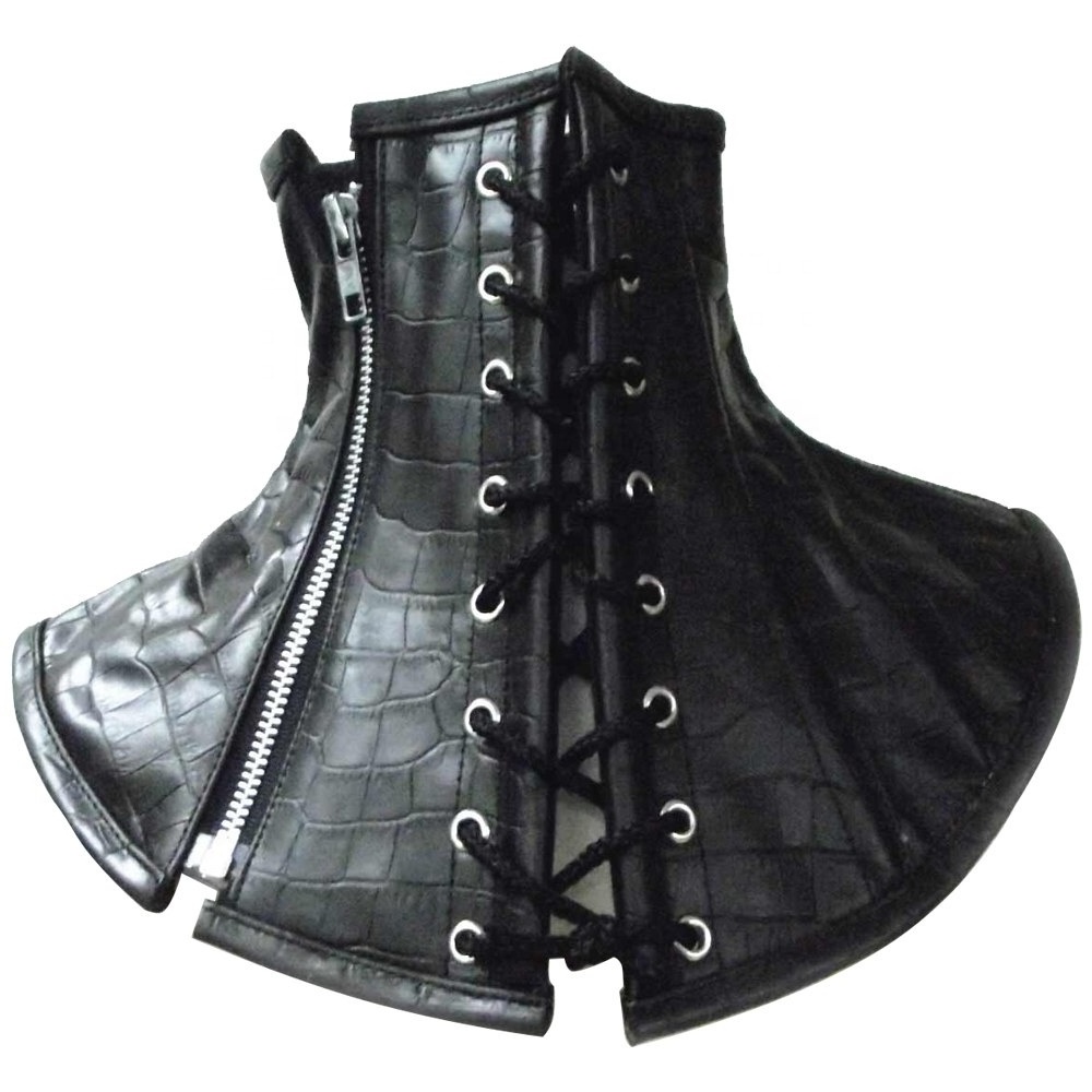 COSH CORSET Black Fancy PVC Neck Sexy Corset , Heavy Duty Fashion Wear Steel Boned Neck Corset Vendor From Pakistan