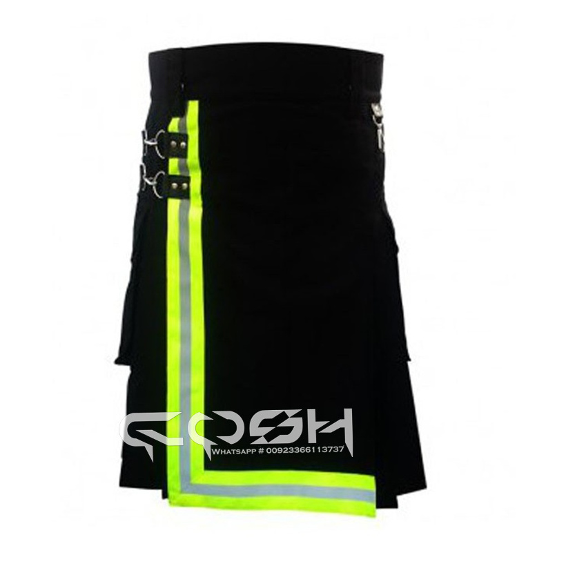 High Performance Beige Cotton Firefighting Kilt With Heat Resistant Fabric And Utility Pockets For Professional Firefighters