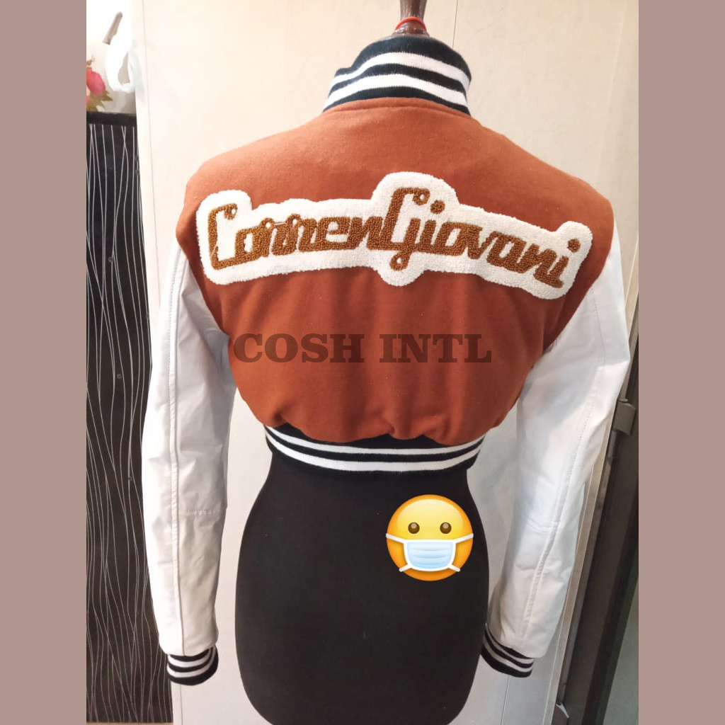 Customized Women Short Crop Top Baseball jackets With Chenille Embroidered Patches Vendor Supplier Manufacturer From Pakistan