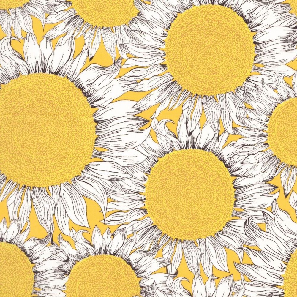 Hello Sunshine Collection Liberty of London Tana Lawn Cotton Sun and Sunflowers of Red Yellow and Blue Fabric Fashion designs