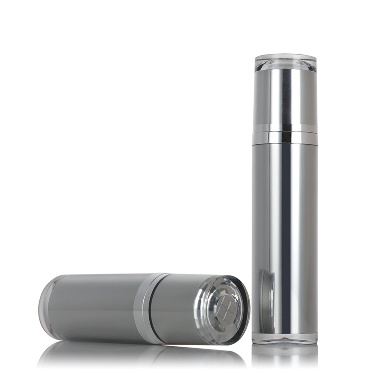 ZA227 Dual Chamber Bottle Silver Acrylic Airless 10ml 30ml 50ml Wholesale Pump Airless Bottle