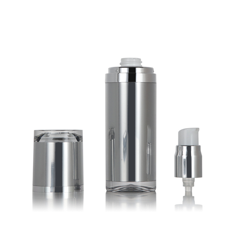 ZA227 Dual Chamber Bottle Silver Acrylic Airless 10ml 30ml 50ml Wholesale Pump Airless Bottle